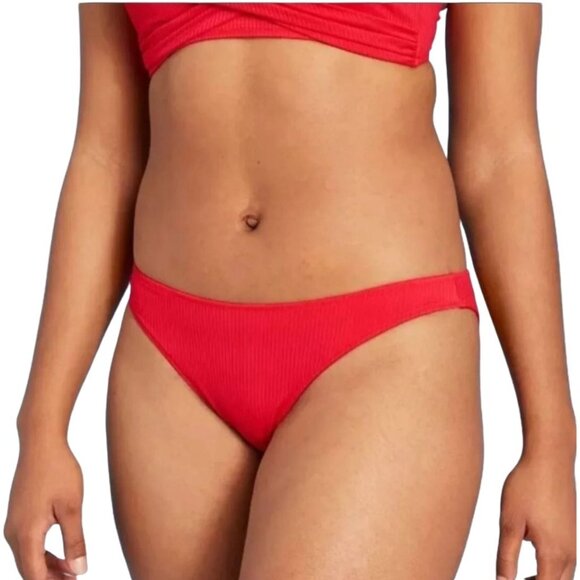 CALIFORNIA WAVES Bikini Bottom RED Ribbed Hipster Swimwear Bathing Suit XS - Picture 10 of 10